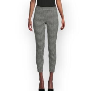 NWT Nanette Lepore Checked Crop Pants Womens S Black White High Rise Preppy Work